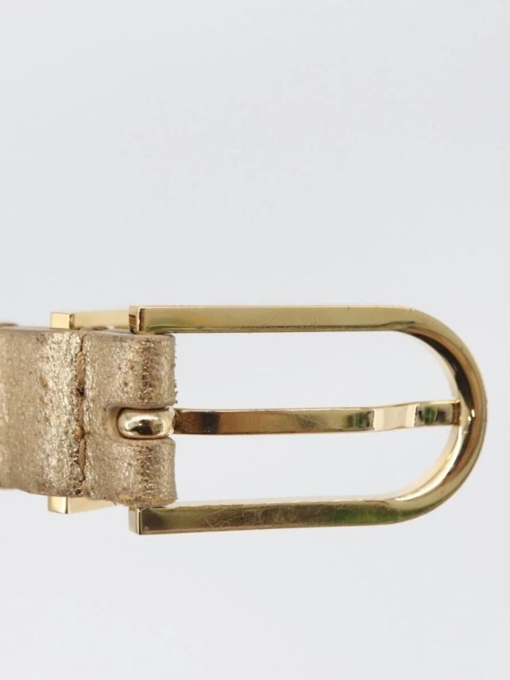 CHANEL Belt Leather 33.5" Gold CC Auth 172424A - Picture 6 of 9